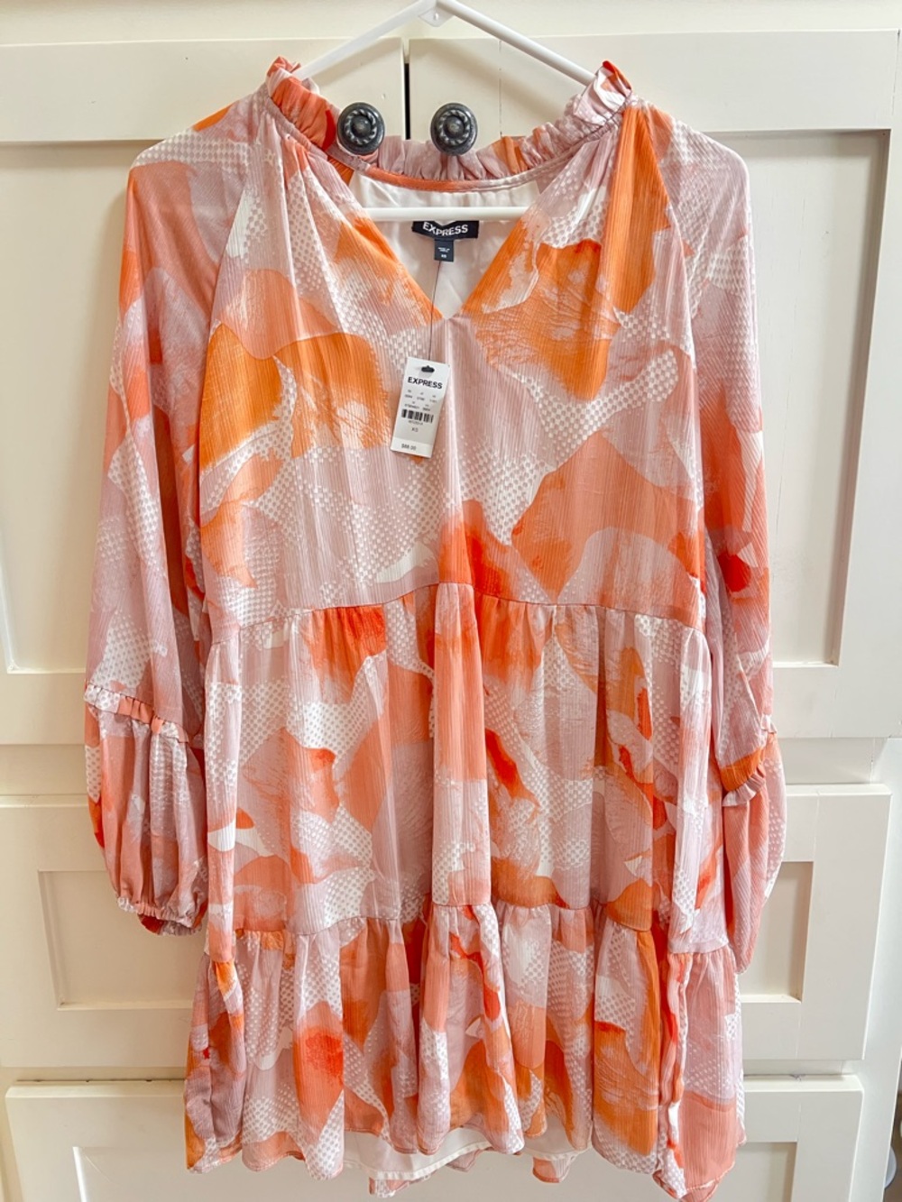 Express Peach & Blush Abstract Tiered Tunic